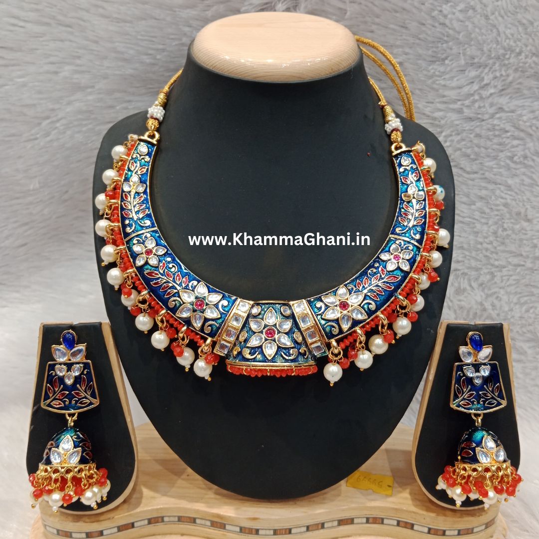 Rajasthani Blue Hasli Necklace