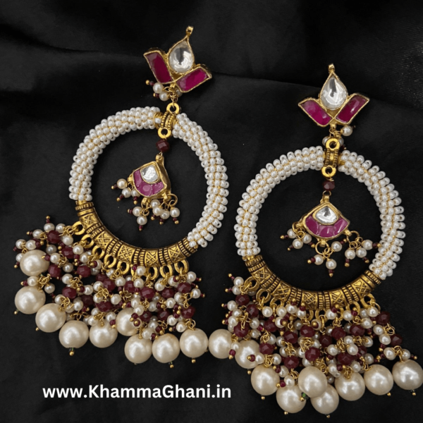 pearl kundan earrings